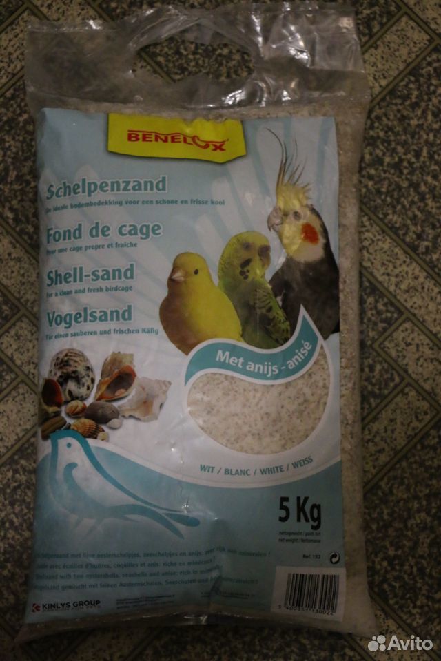 Benelux, песок из ракушек для птиц, белый, 5 кг купить на Зозу.ру - фотография № 1