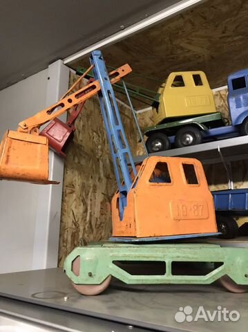 Экскаватор железный игрушка СССР сим