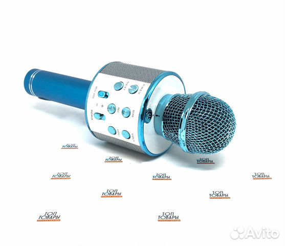 Караоке-микрофон-колонка Wster голубой
