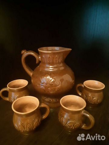 Кувшин глиняный с кружками СССР
