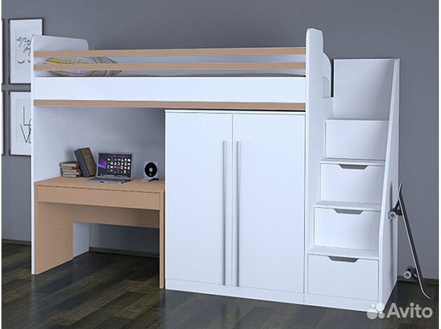 Кровать чердак со столом на заказ