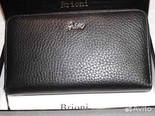 Мужской кожаный клатч -Brioni- black с ручкой Мужской кожаный клатч -Brioni- black с ручкой
