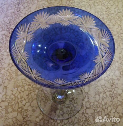 Ваза для фруктов цветной хрусталь 50-60 годы