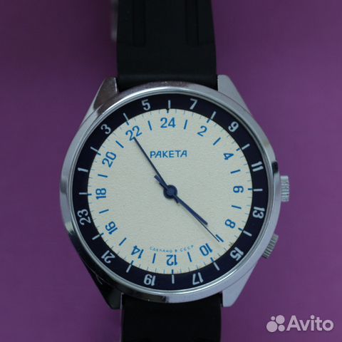 Ракета 24 часа наручные механические часы СССР в