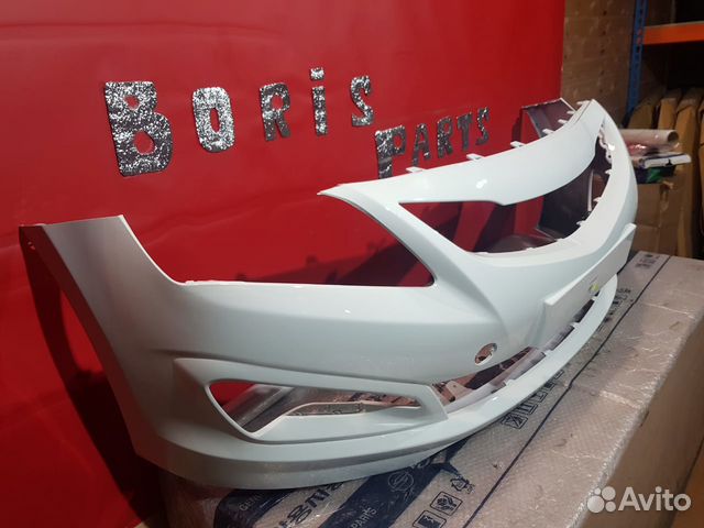 Hyundai Solaris бампер передний белый цвет PGU
