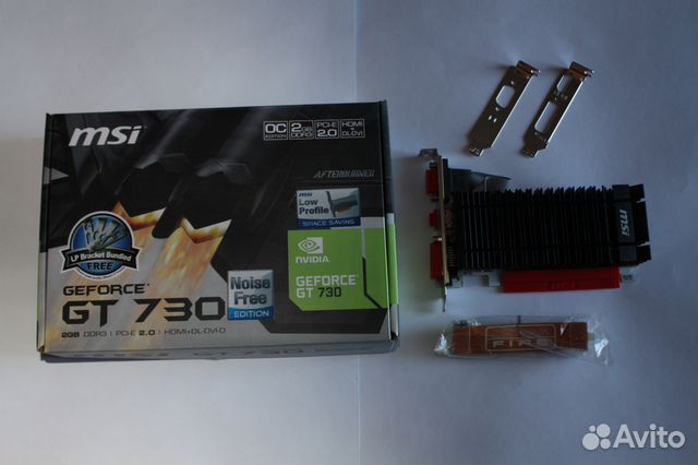 Бесшумная msi GeForce GT 730 Пассивное охлаждение