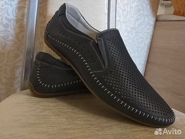 Туфли новые мокасины сетка кожа 27см стелька