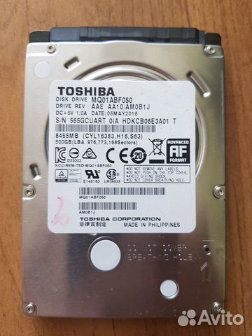 Жесткий диск для ноутбука 2.5 HDD toshiba 500Gb