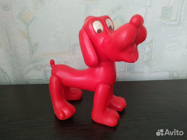 Игрушка СССР собака красная пластмасса