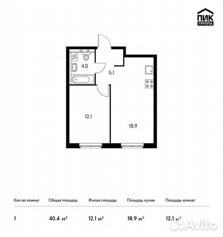 1-к квартира, 40.4 м², 22/33 эт. 1-к квартира, 40.4 м², 22/33 эт.