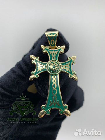 Нательный Крест армянский из золота с эмалью