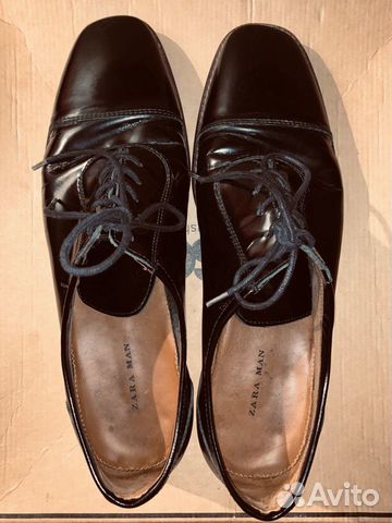 Кожаные черные лаковые туфли Zara Man
