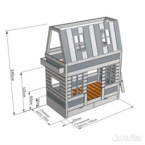 кроватка домик двухъярусная чертежи