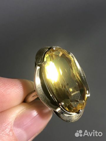 Серебряное кольцо с цитрином. 875 проба