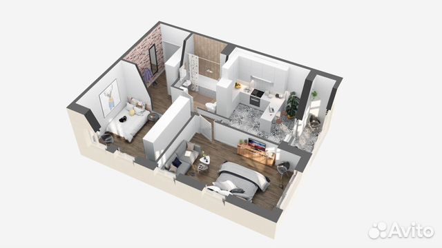 2-к квартира, 56.4 м², 6/16 эт.