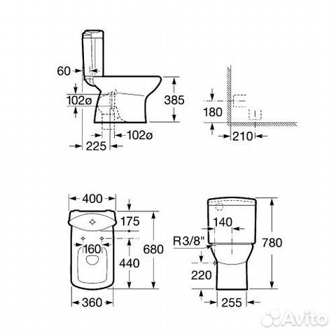 Унитаз-компакт roca sidney 3484A0000