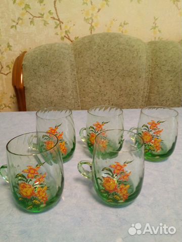 Бокалы с ручкой из цветного стекла СССР