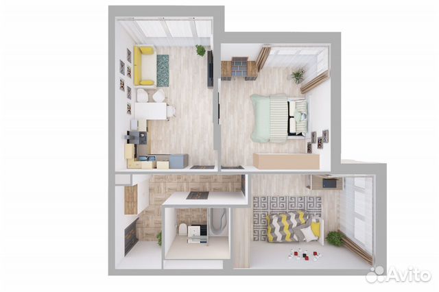 2-к квартира, 64 м², 3/16 эт. 2-к квартира, 64 м², 3/16 эт.