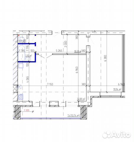 1-к квартира, 71.6 м², 6/6 эт.