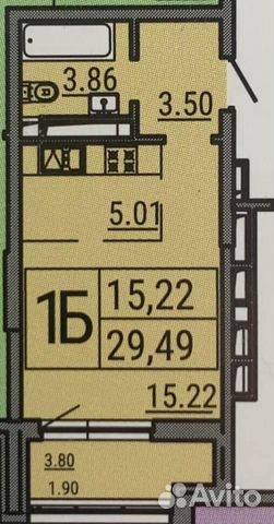 1-к квартира, 29 м², 8/22 эт.