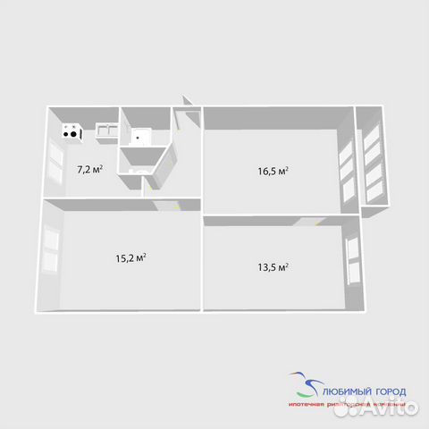 3-к квартира, 59.8 м², 4/5 эт. 3-к квартира, 59.8 м², 4/5 эт.