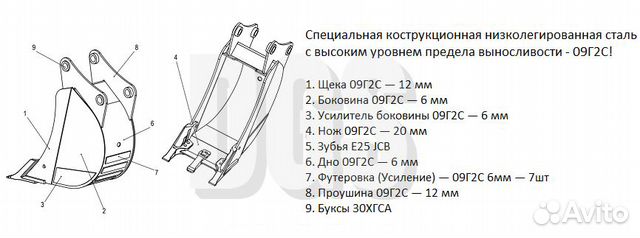 Ковши задние усиленные 40 см Komatsu WB 93