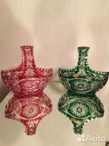 Большая Корзинка,цветной хрусталь,Германия Большая Корзинка,цветной хрусталь,Германия