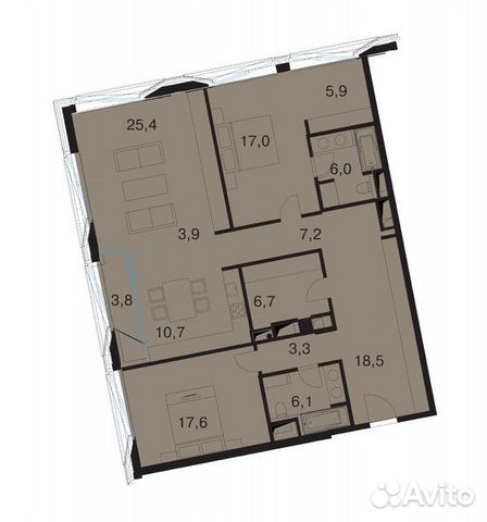 3-к квартира, 141.2 м², 4/7 эт.