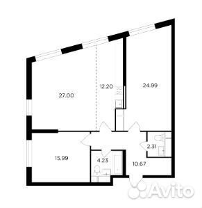 3-к квартира, 97.4 м², 15/27 эт. 3-к квартира, 97.4 м², 15/27 эт.