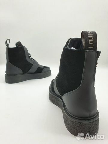 Ботинки Louis Vuitton Луи Витон черные с цепочкой