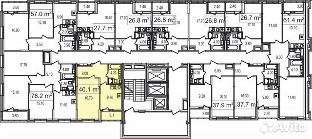 1-к квартира, 40.1 м², 2/25 эт. 1-к квартира, 40.1 м², 2/25 эт.