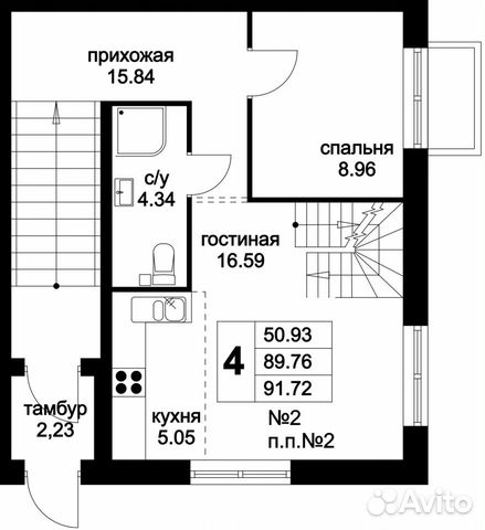 4-к квартира, 91.7 м², 1/7 эт. 4-к квартира, 91.7 м², 1/7 эт.