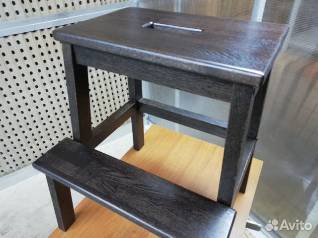 Табурет стремянка 2 ступени из дуба и ясеня