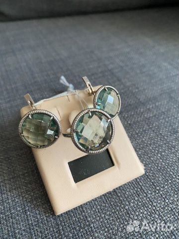 Серебряные кольцо и серьги кварц