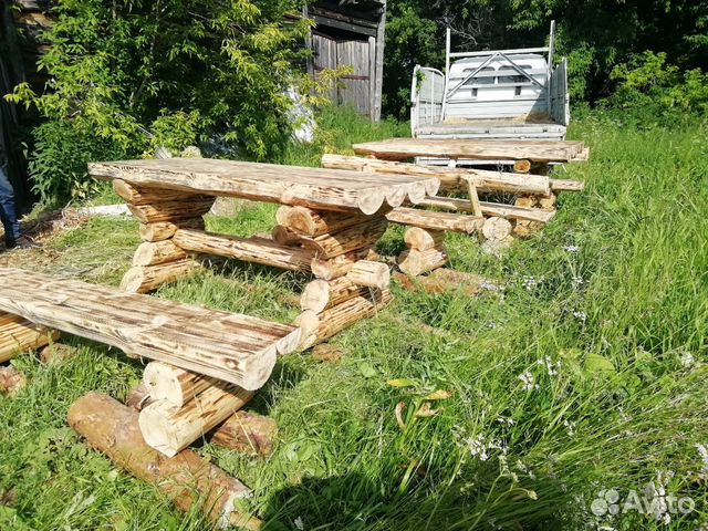 Стол из брёвен, стол срубом, из цельного бревна Стол из брёвен, стол срубом, из цельного бревна