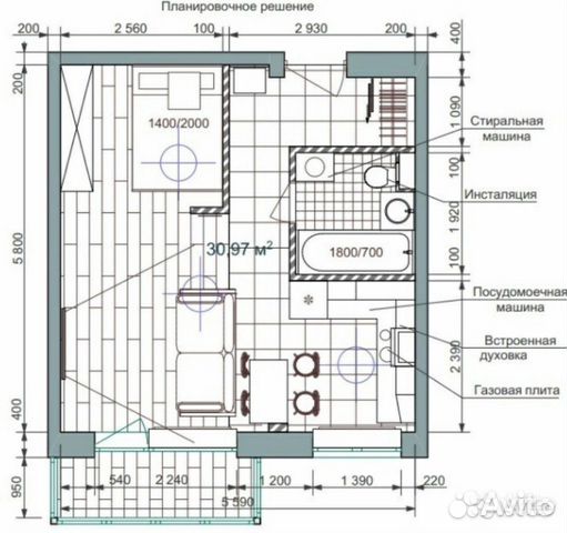 1-к квартира, 31 м², 7/9 эт. 1-к квартира, 31 м², 7/9 эт.