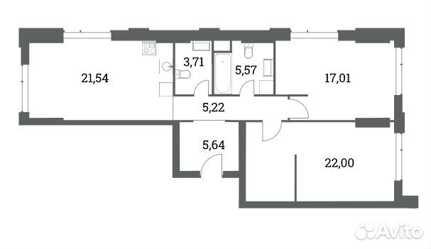 2-к квартира, 80.7 м², 2/41 эт.