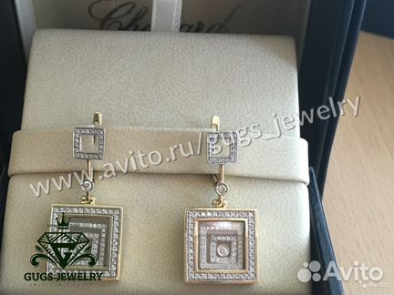 Золотые серьги с бриллиантами chopard
