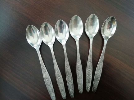 Ложка. Чайная. Набор. 6 шт. Мельхиор. СССР