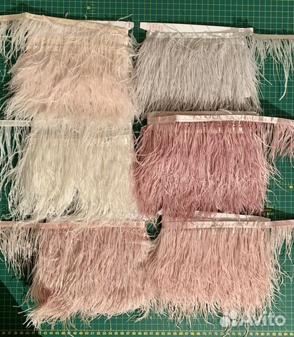 Тесьма бахрома с перьями страус марабу