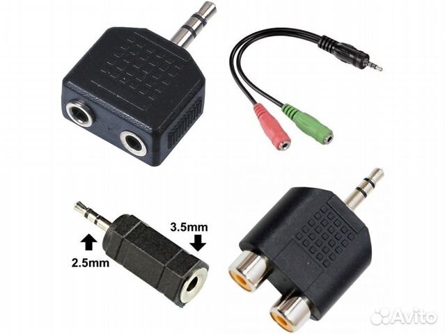 Переходники AUX аудио стерео Jack 2.5-3.5 мм / RCA