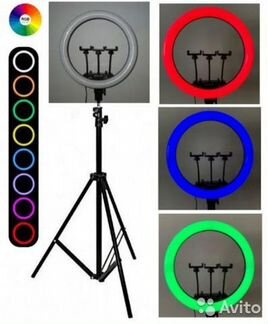 Кольцевая лампа 25см Цветная + Штатив