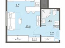 Квартира-студия, 21,4 м², 16/25 эт.