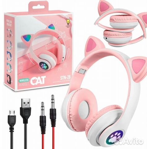 Наушники беспроводные с кошачьими ушками