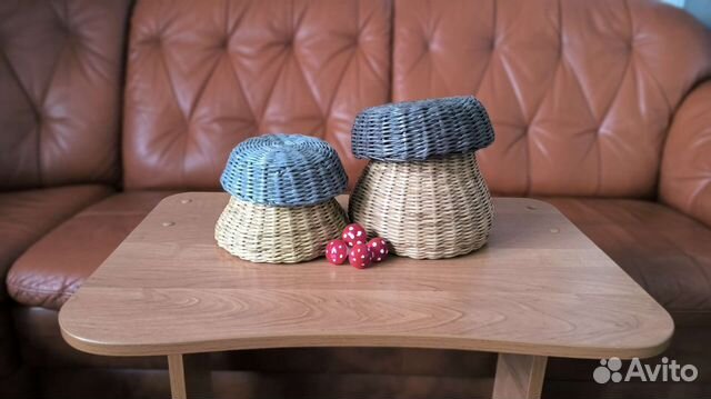 Корзинка плетеная с крышкой в форме гриба