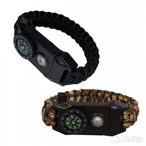Браслет из паракорда, выживания (компас и фонарик)
