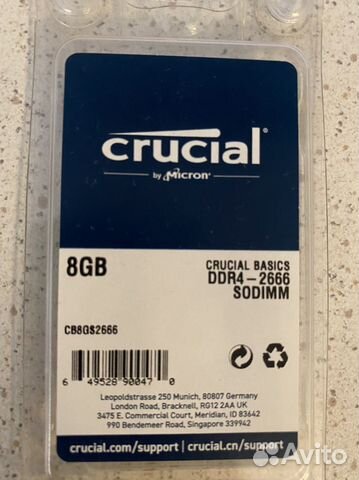 Модуль памяти Crucial ddr4-2666 8 GB