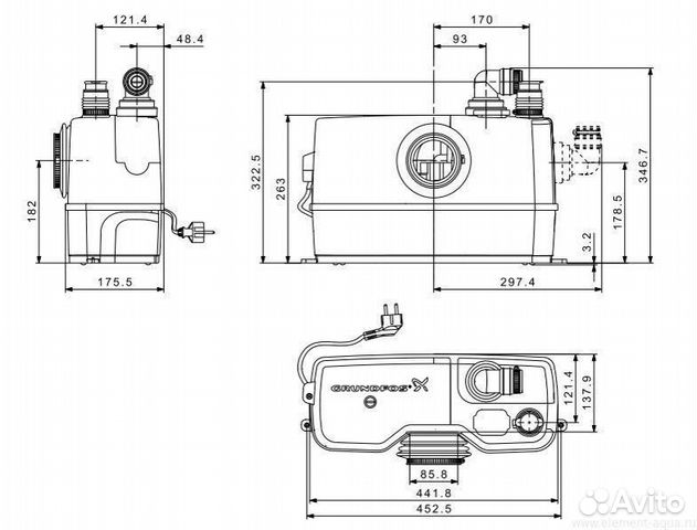 Установка канализационная Grundfos Sololift 2 WC-1