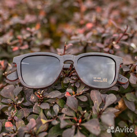 Деревянные солнцезащитные очки вайфареры чёрные