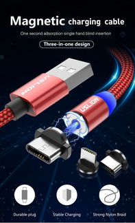 Магнитный USB-кабель Type-C, microUSB и iPhone